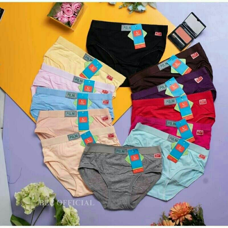 1 lusin cd polini 126 ban besar termurah | celana dalam wanita polini polos karet besar bahan katun