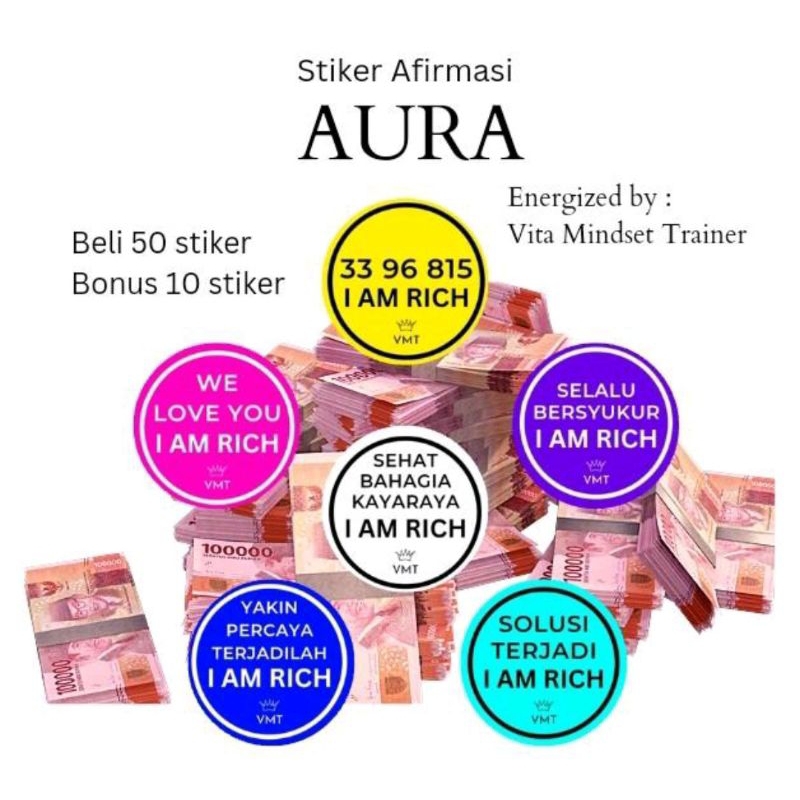 

Stiker Afirmasi BUKA AURA RICH