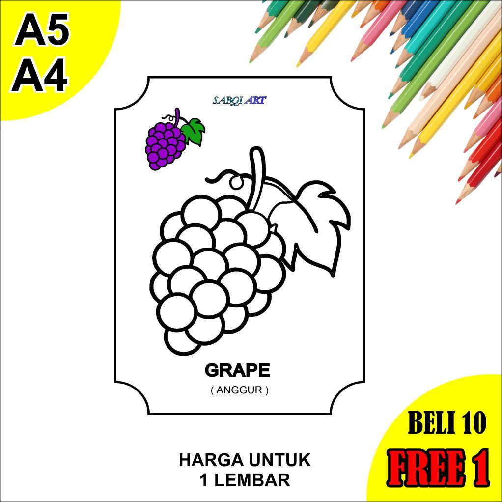 

kertas mewarnai buah anggur