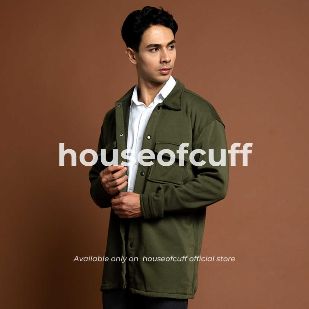 Houseofcuff Jaket Kemeja Casual Soft Fleece Army