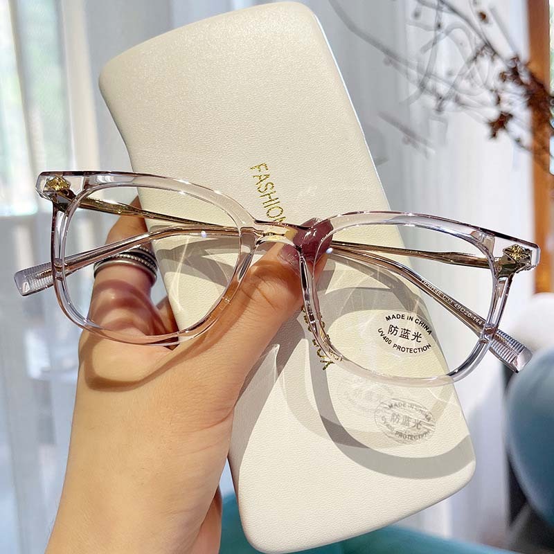Viendo Kacamata Minus Photocromic Anti Radiasi Blueray Bluecromic Wanita Pria Cowok Korea TR90 Frame Antiradiasi Kecamata Sinar Matahari UV400 Potocromic Fotocromic Kaca Mata optik Komputer HP-Purple