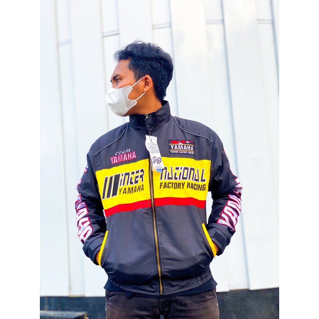 JAKET TEAM YAMAHA INTERNATIONAL FACTORY RACING TASLAN BLACK VINTAGE 2TAK 2 STROKE ORIGINAL SBRACINGI