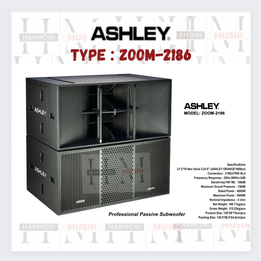 ASHLEY Subwoofer ZOOM 2186 / ZOOM 2186 ASHLEY SUB 2x18 ORIGINAL