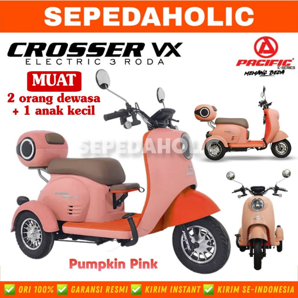 Sepeda Listrik CROSSER VX BY PACIFIC / GENIO EASTON XL1 BY UNITED Roda Tiga 3 Electric E Bike