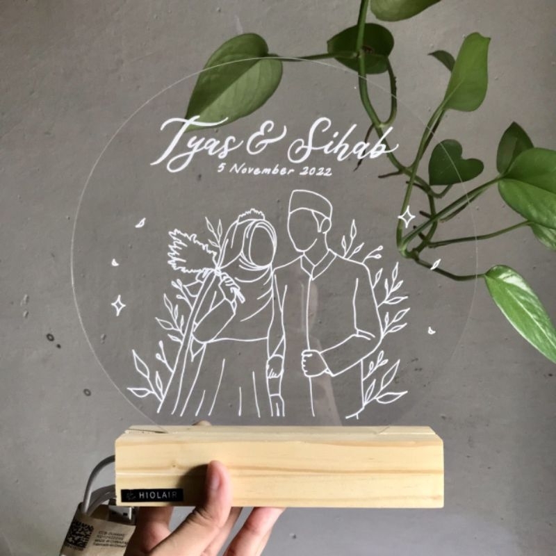 Acrylic Lettering Round LED diameter 15 20 cm Lampu akrilik LED