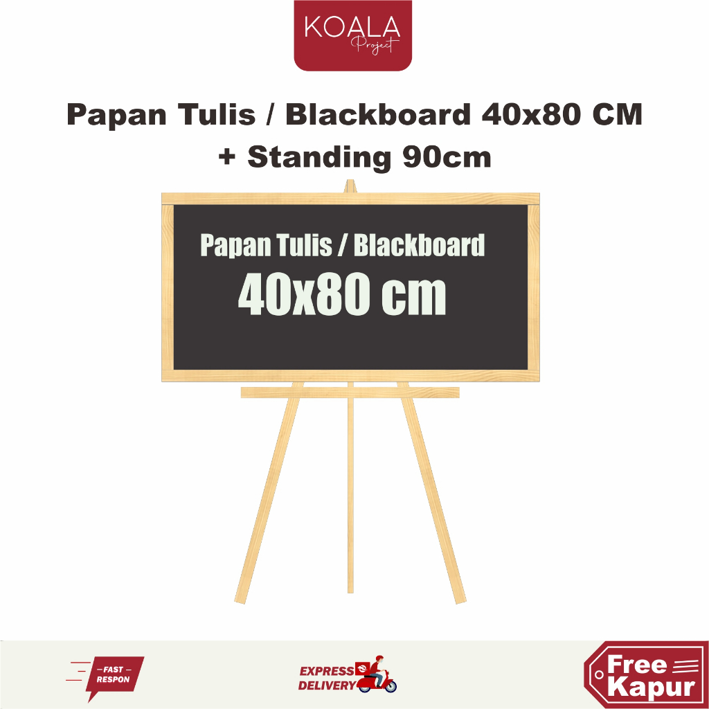 

PAPAN TULIS KAPUR HITAM BLACKBOARD CHALKBOARD 40X80 CM STANDING 100 CM