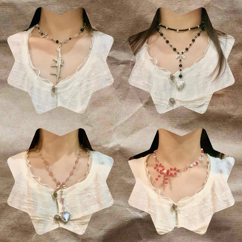 CUTE COQUETTE Y2K NECKLACE | kalung perempuan/necklace/coquette/beaded/aesthetic/fairycore/y2k/manik