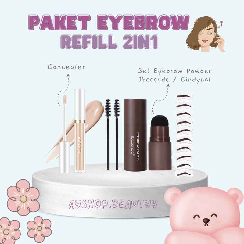 (2in1) Paket Hemat Eyebrow Stamp Refill 2in1/ Eyebrow Powder Ibcccndc