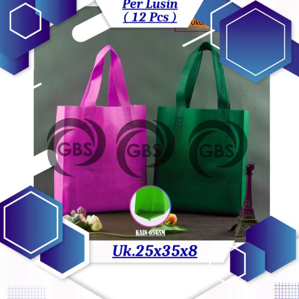 

10.10 HARGA GROSIR Tas Box Spunbond Goodie Bag Handle Lipat Samping 25x35x8 65GSM Souvenir Promosi Murah | Per Lusin ( 12 Pcs )