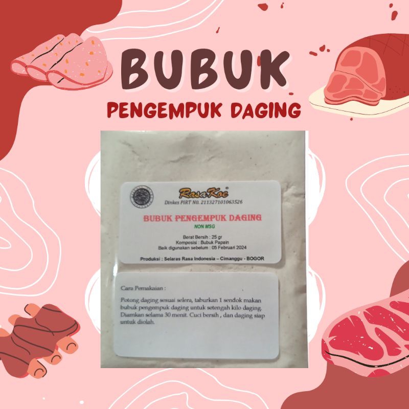 

Pengempuk Daging Bubuk Papain 25 gram Rasakoe