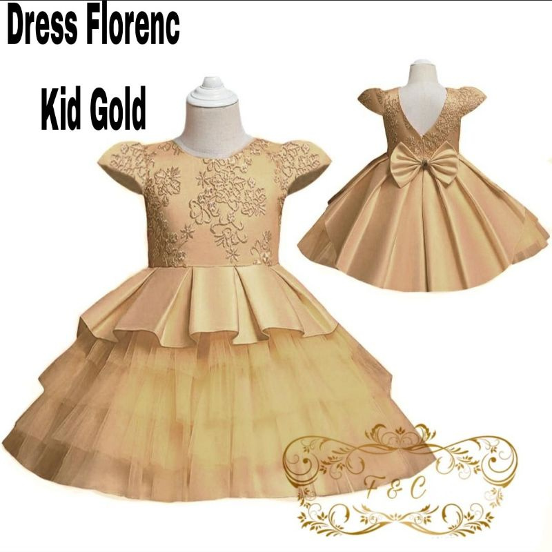 Baju Anak Perempuan Usia 7 8 9 10 Tahun-Dress Anak Cewek Party Pesta Natal Mewah Kekinian Bahan Arfi