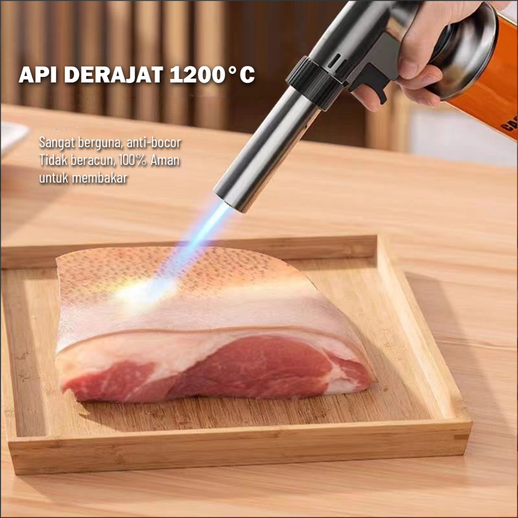 Portable Kepala Gas Torch BBQ Blow Torch Flame Gun Korek Metal Logam