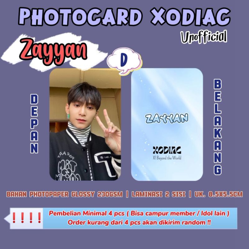 Photocard XODIAC - ZAYYAN / Photocard Unofficial / Photocard  ZAYYAN XODIAC / PC ZAYYAN / XBLISS / P