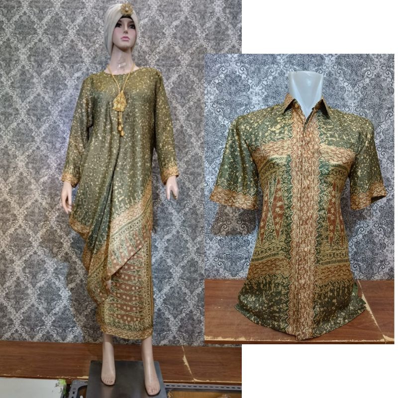 Couple Batik Viscose Sutra Premium | Baju Couple Batik Terbaru  | Kemeja Pria Lengan Pendek - Modelu