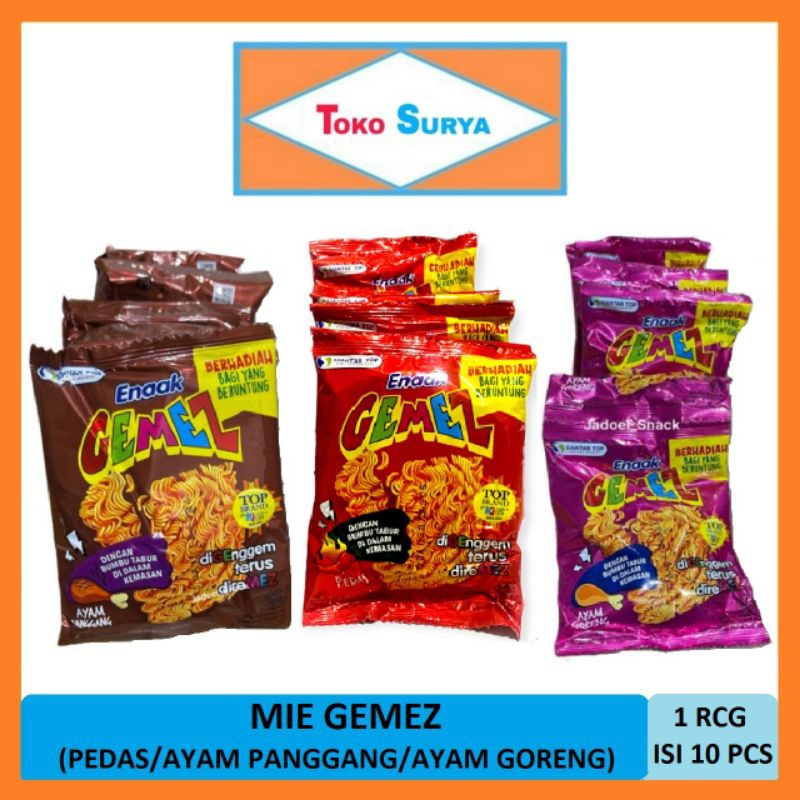 

Mie Gemez Enaak Rasa Ayam Goreng/Ayam Panggang/Pedas 10 Pcs x 14 Gr