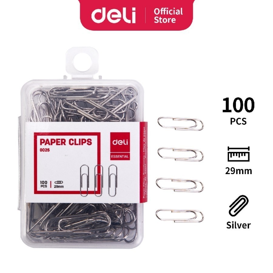 

Penjepit Kertas Paper Clip DELI 0025 Klip Kertas Silver Isi 100 Pcs