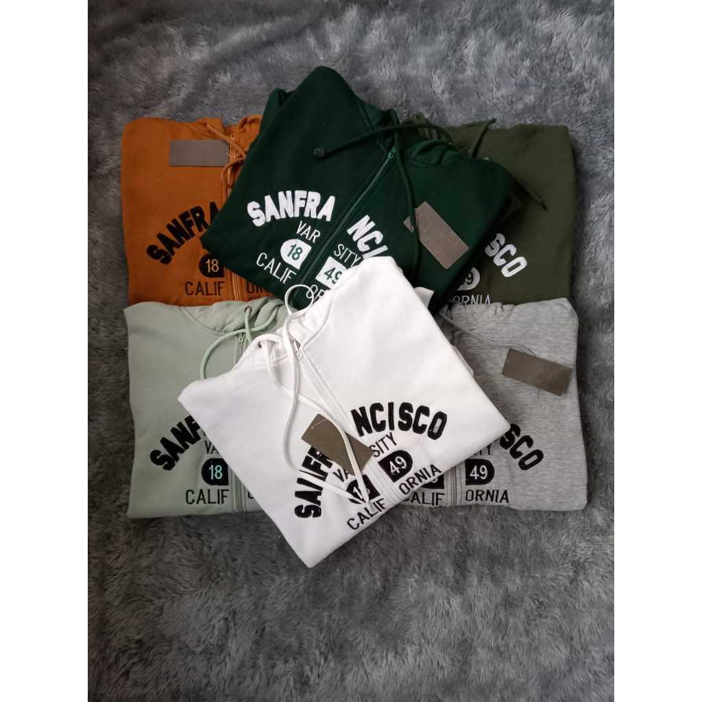 Jaket Hoodie WHO.A.U Sanfrancisco Zipper Putih Premium Unisex / Hoodie WHO A.U Original Pull Bordir