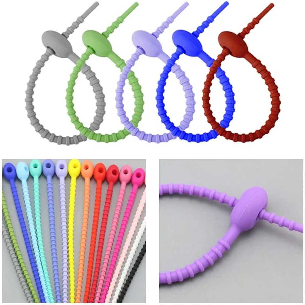 SERBAGUNA Pengikat Data Kabel Penggulung Cable Karet Universal Cable Ties Data Clip O Spiral Earphon