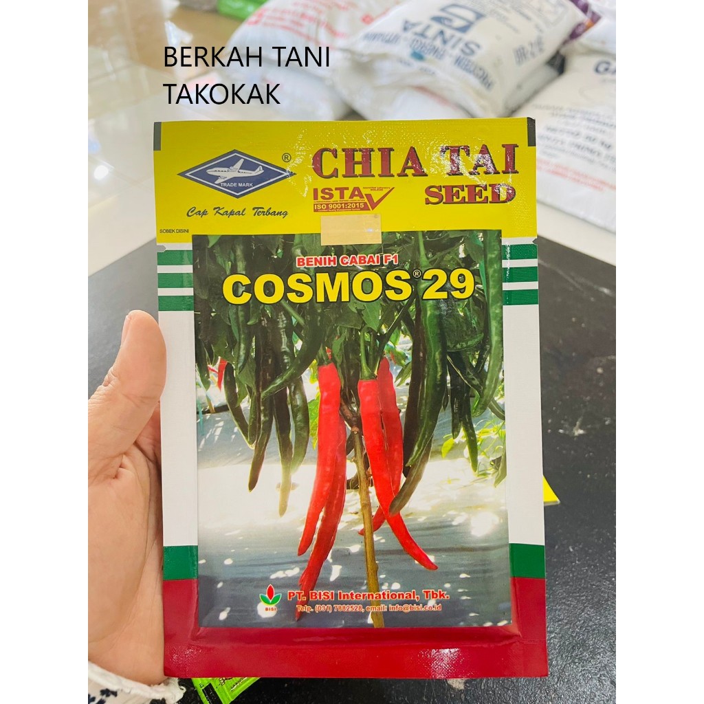 Benih Bibit cabe merah besar Cosmos 29 F1 10 gram Tahan Virus kemasan original CAP KAPAL TERBANG