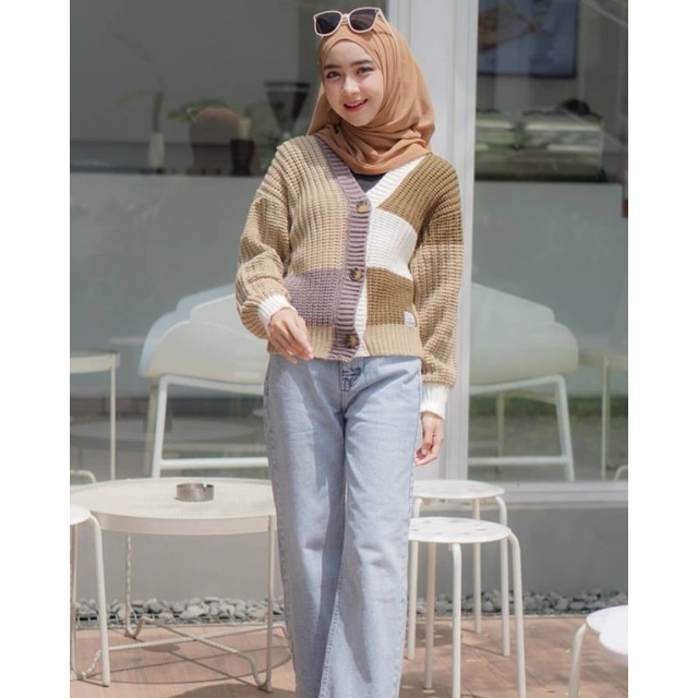fn cardigan tessa / cardi combo / sweater rajutan