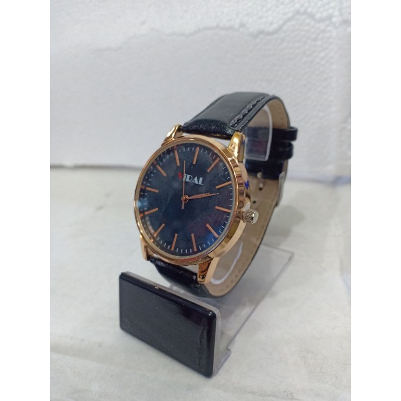 (VRL 181123-5) JAM TANGAN COUPLE FASHION KULIT JAM TANGAN PRIA WANITA ANALOG FASHION ANTI AIR