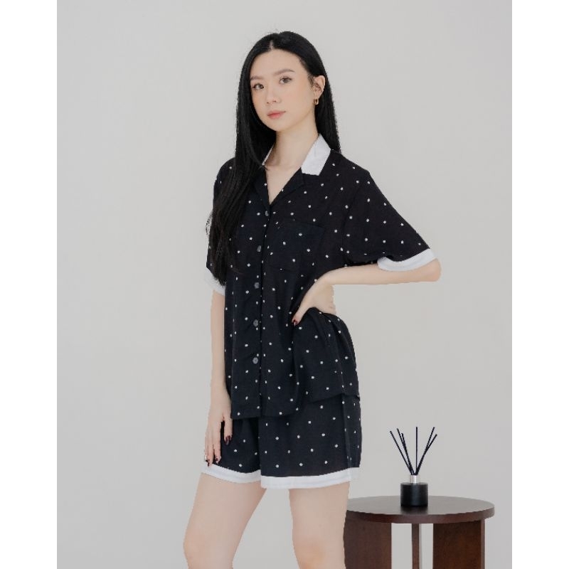 OCHIO - Polkadot Set Pajamas/Piyama/Baju Tidur/Sleepwear/One Set Wanita Rayon Polkadot Series