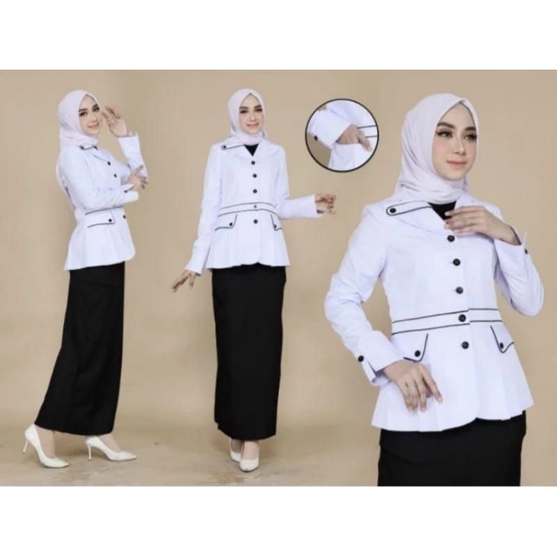 Baju Dinas HIPU ASN wanita/ Seragam PNS putih hitam wanita/ Seragam PDH HIPU wanita/ Seragam PNS wan