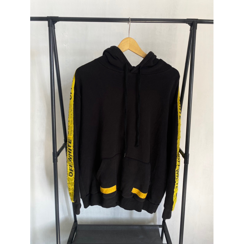 Hoodie OffWhite Strip Logo Yellow