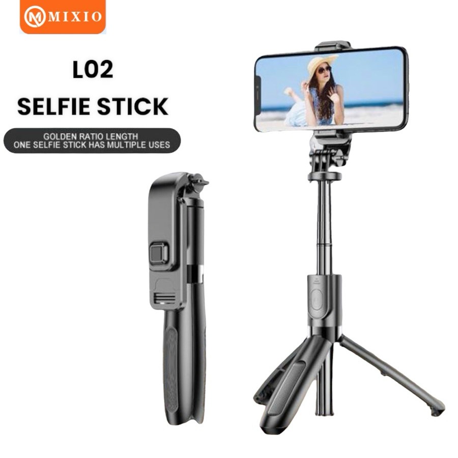 MIXIO L02 Tongsis/4 in 1 Tripod/bluetooth Selfie Stick Tripod Foldable