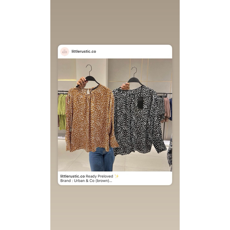 preloved kemeja atasan hijab blouse leopard brown urbannco
