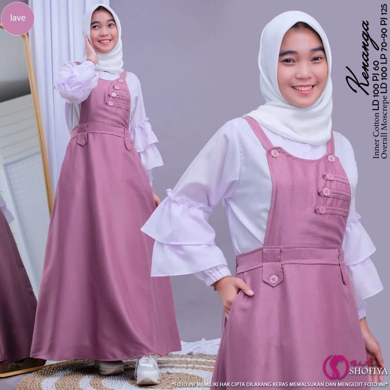 Kenanga ruffle setelan remaja overall inner by SHOFIYA