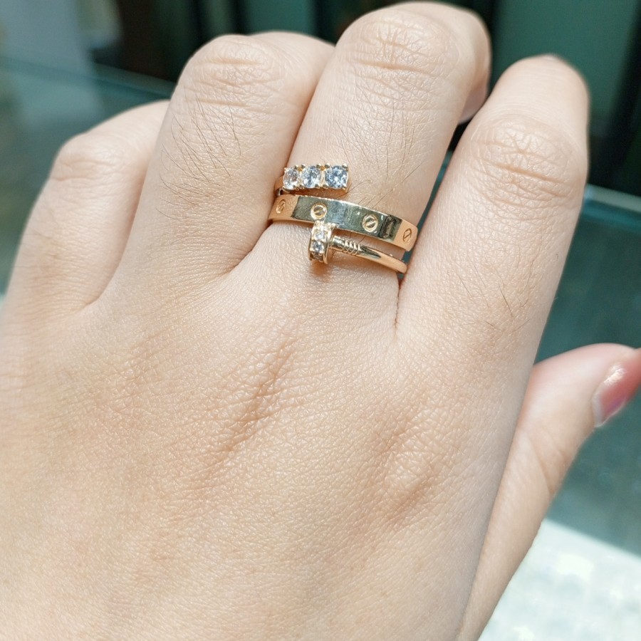 Cincin Wanita Mas Kuning Zircon Fashion Uk14 16k 70% 3.11gram (CG55)