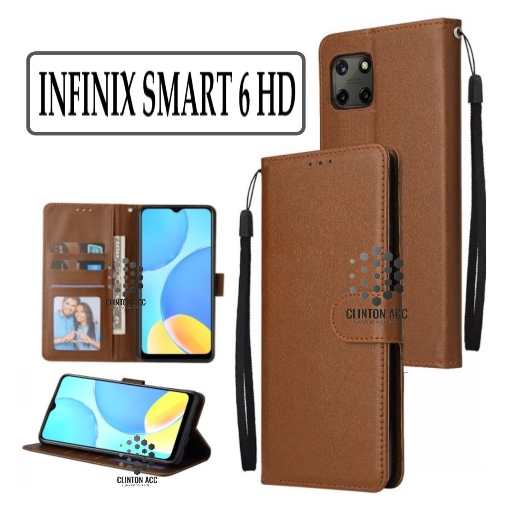 CASE HP INFINIX SMART 6 HD FLIP WALLET LEATHER DOMPET KULIT SOFTCASE PREMIUM FLIP COVER SARUNG BUKA 