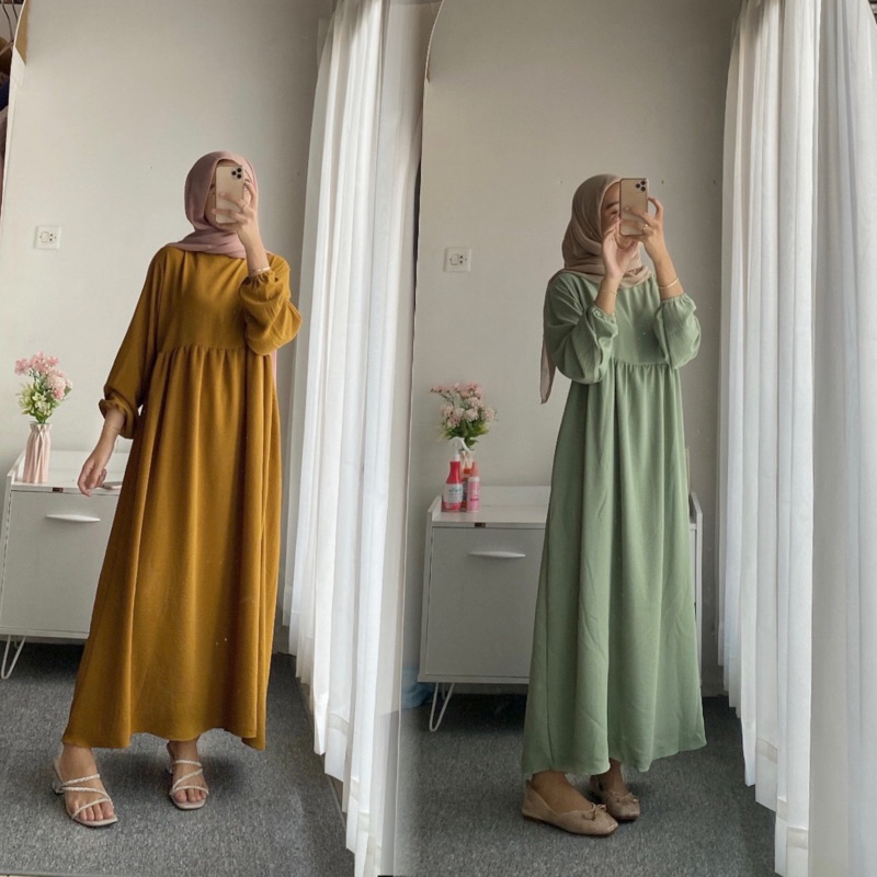 BUNDLING 2pcs NUWA MIDI / MIDI DRESS CRINCLE AIRFLOW