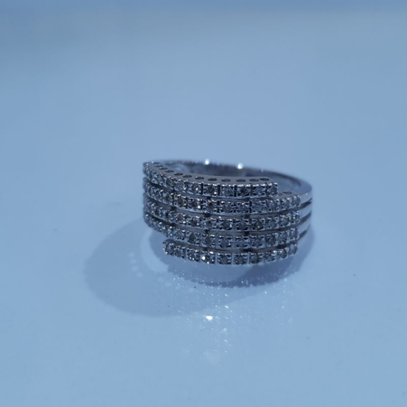 Cincin Emas Putih Berlian Asli Eropa Natural