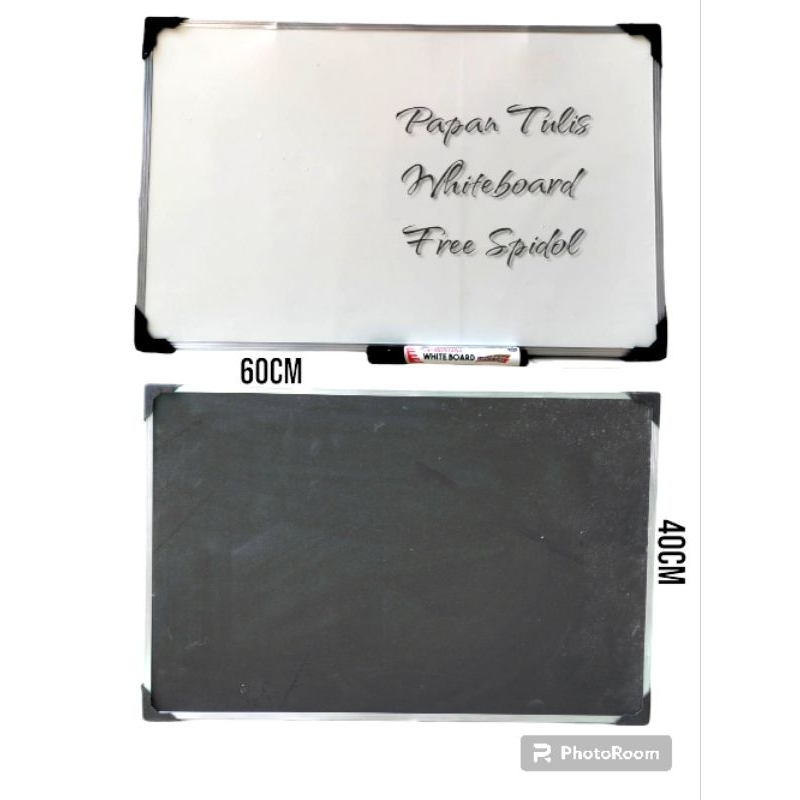 

PAPAN TULIS WHITEBOARD BOLAK BALIK FREE SPIDOL DAN PENGHAPUS 40X60Cm