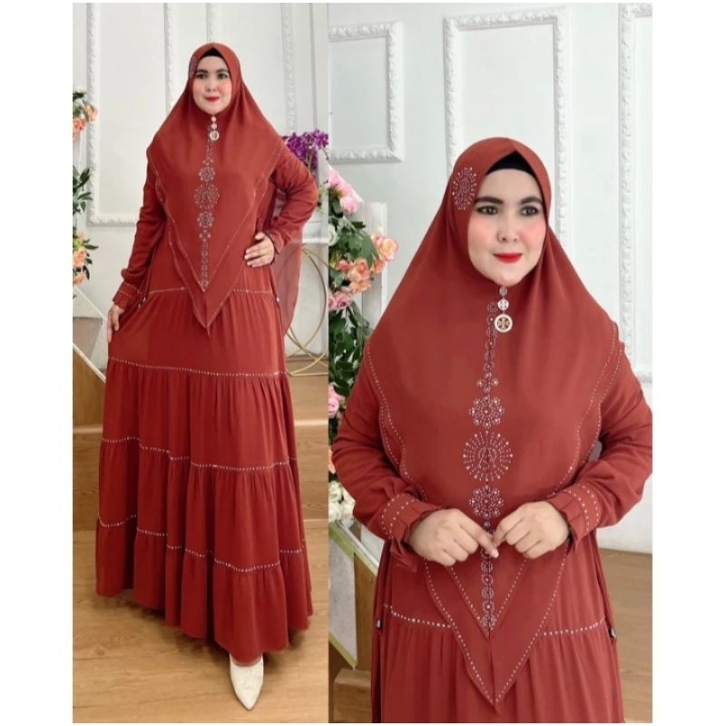 Gamis syari all size muat bb 40kg sampai 85kg mewah elegan model tingkat kerut ceruty premium