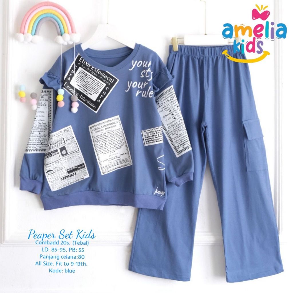 DAISY SET KIDS ORIGINAL BY AMELIA SETELAN BAJU ANAK PEREMPUAN USIA 9-13 TAHUN ONESET ANAK BAHAN KATU