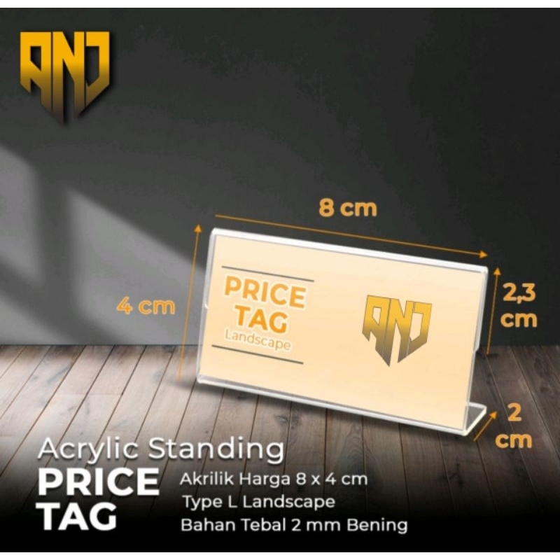 

Acrylic / Akrilik Kartu Nama L 8x4 / Price Tag L Lanscape