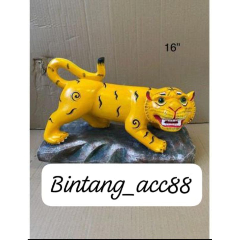 patung dewa harimau kuning/ kuning- kayu- 16inch