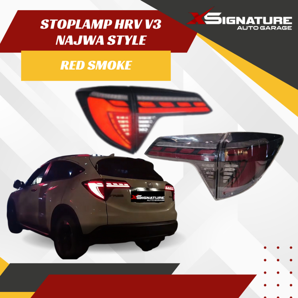 STOPLAMP HONDA HRV NAJWA STYLE VERSI 3 BRB (BLACK/SMOKE RED BAR) / RED SMOKE 2015-2018