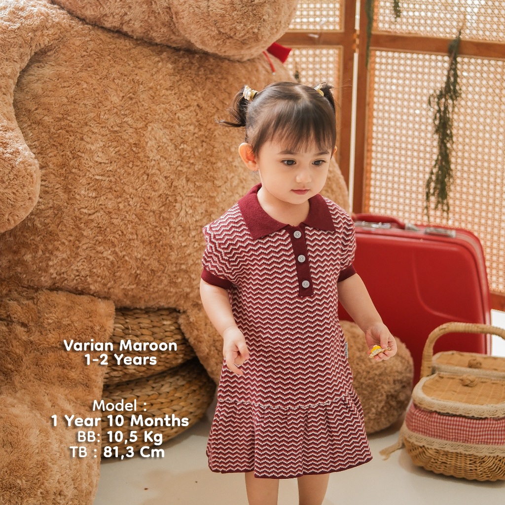 Nice Kids - Knit Polo Dress (Dress Anak Perempuan 1-6 Tahun) Terusan Anak Bayi Dress Premium Rajut Hangat