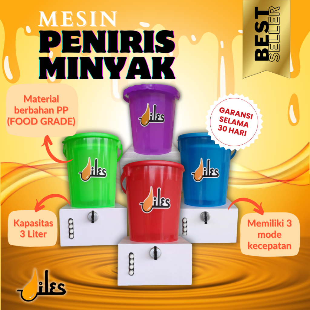 Alat Penyaring Minyak Goreng/Spinner OILES/Peniris Minyak Goreng Keripik Kerupuk Abon Bawang Goreng/Saringan 3L untuk UMKM/Mesin Peniris MInyak Viral