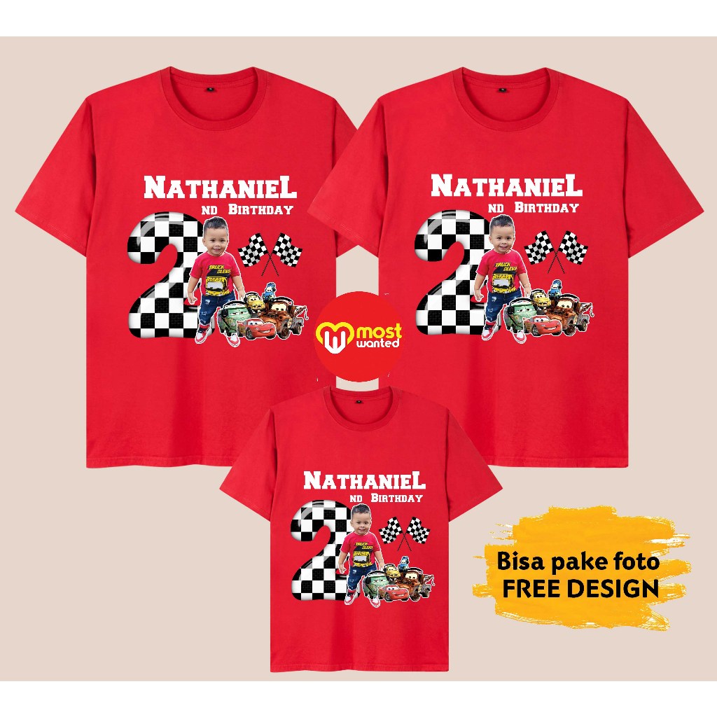 Baju Couple Keluarga Kaos Family Ulang Tahun Komunitas Kelompok Motif Cars 2