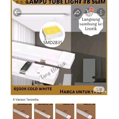 Lampu TL LED 60watt Lebih Terang dari lampu TL biasa