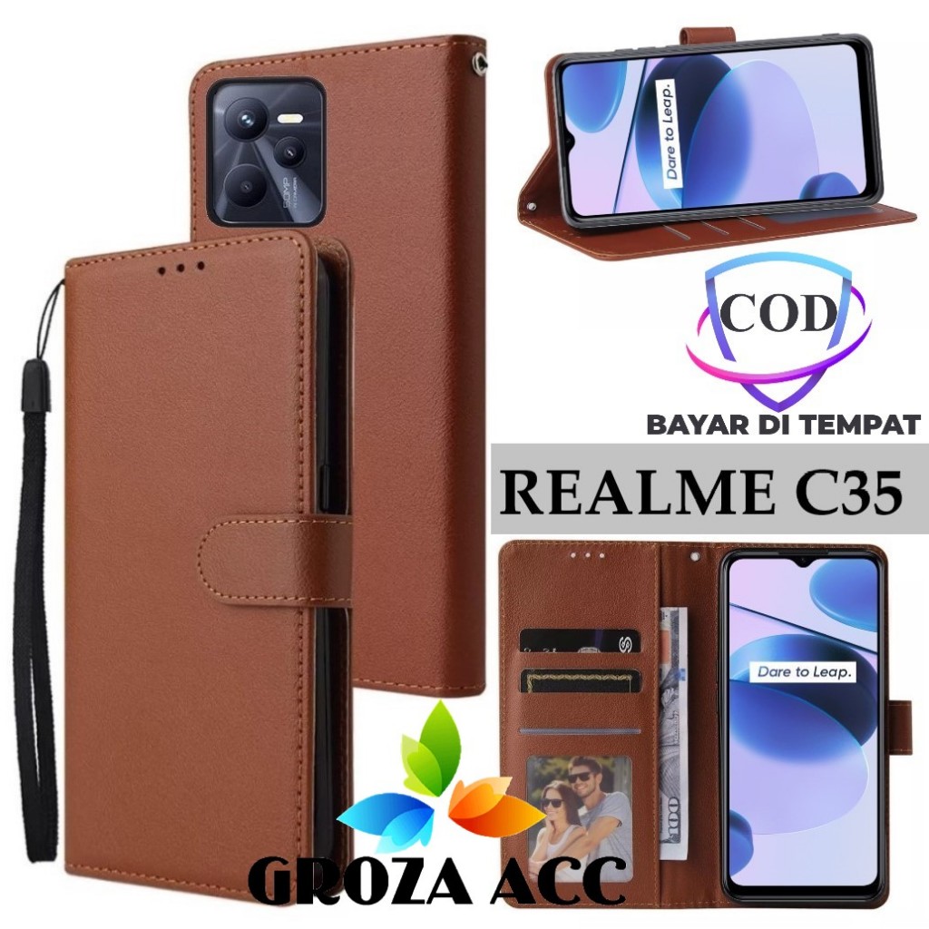 Flip Case REALME C35 Case Wallet Kulit Casing Dompet Case Wallet Leather Flip Case REALME C35 Casing