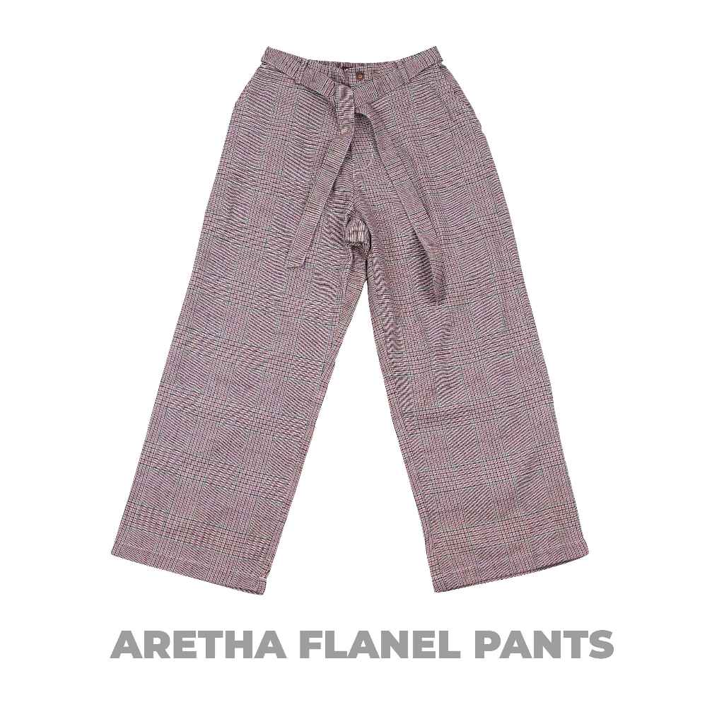 MH Fashion ARETHA Celana Panjang Pria Wanita Flanel Pants Motif Kotak Warna Sage Hitam Putih Merah C