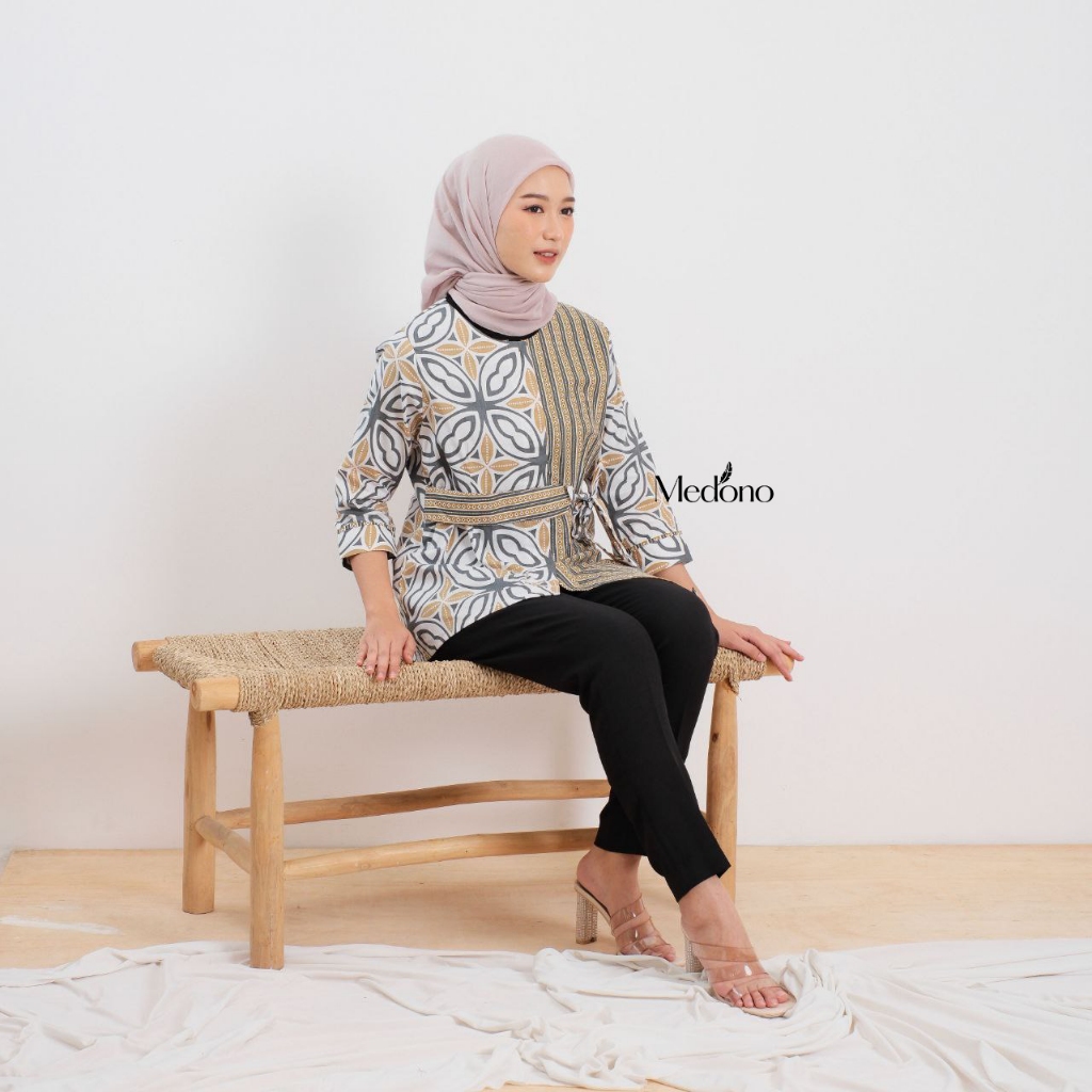 Baju Batik Wanita Batik Kerja Kantor Wanita Kawung Pecah Hijau