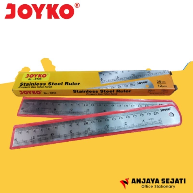 Penggaris Joyko | Ruler 20cm | Garisan Besi | Perlusin (12pcs)