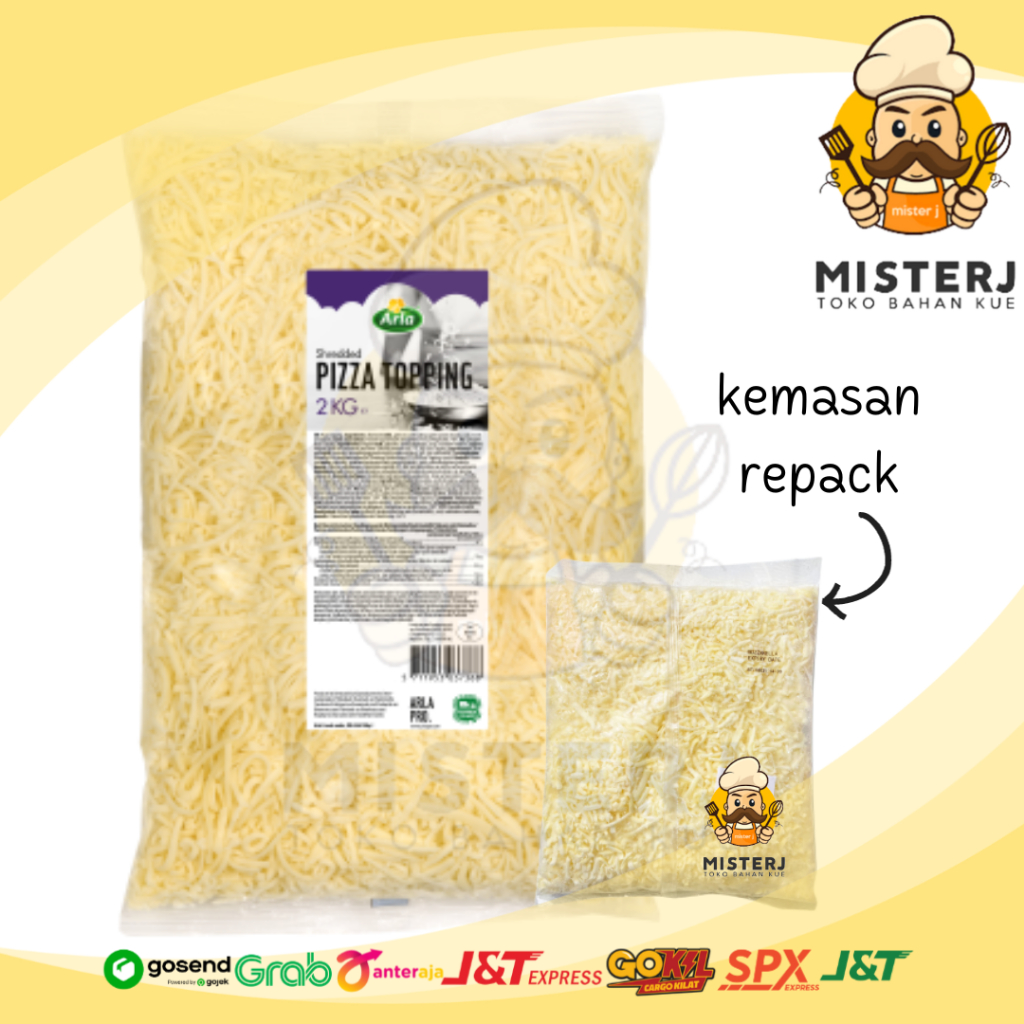 

Arla Pizza Topping Cheese + ES BATU | Kemasan Repack 250gr | Keju Mozzarella Parut Impor | Shredded Mozzarella Cheese Import | Topping Keju Pizza